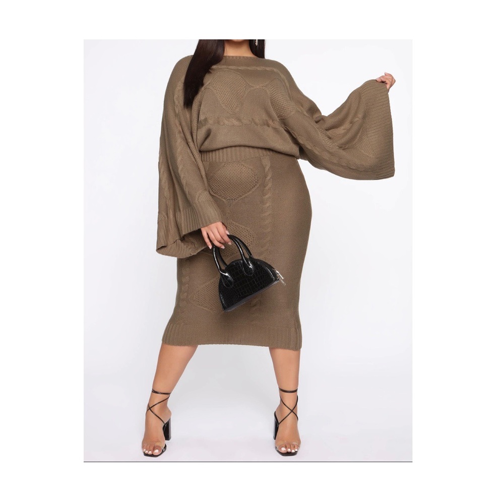 ‘Knit Happens Sweater Set’ - Olive Green
